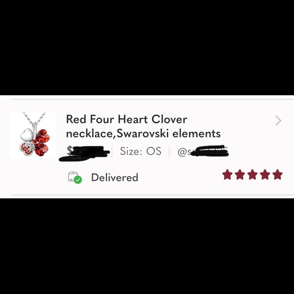 (Last 1) Red Four Heart Clover necklace with crystal elements - Picture 2 of 9